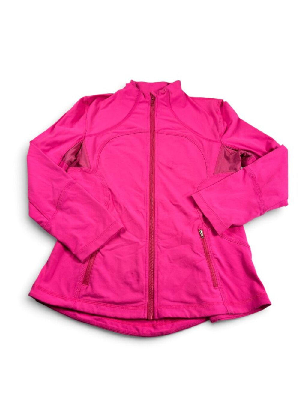 Lululemon Define Performance Track Jacket Hot Pink Full Zip Slim Fit 12 FLAWS
